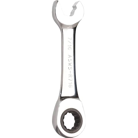 Jonard Tools ASWS-R716, Stubby Ratcheting Combination Speed Wrench, Angled Head, 7/16" Cover