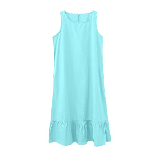 Robe plissée sans manches bleu clair XL pour femme