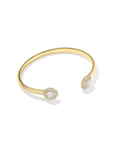 Kendra Scott Bella Cuff Bracelet in White CZ, 14k Gold-Plated Brass, Fashion Jewelry for Women