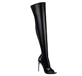 Over The Knee Thigh High Open Peep Toe Boots for Women Black 9