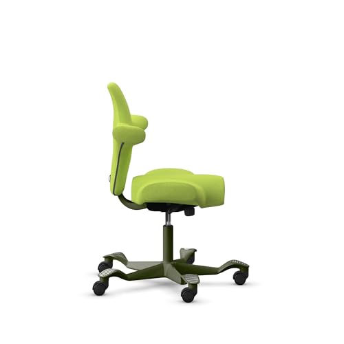Image of HAG Capisco Standard Chair-Moss Green Frame-Upholstered Bright Green
