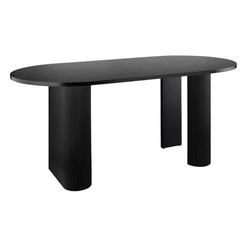 Atmosphera Créateur d'Intérieur - Table Basse Ovale Olova Noir Effet Bois 3 Pieds Texturés Finition Semi-Brillante Salon, Bureau