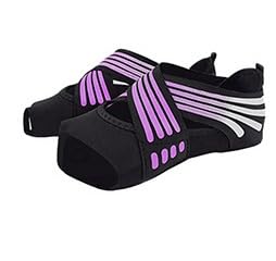 FsjDuwj フットサポーター - 東京バレエ団共同開発 5本指ヨガソックス 足弓アーチサポート 裸足感覚薄底設計 滑り止め 抗菌防臭 ピラティスソックス 室内運動/自宅用 (パープル)