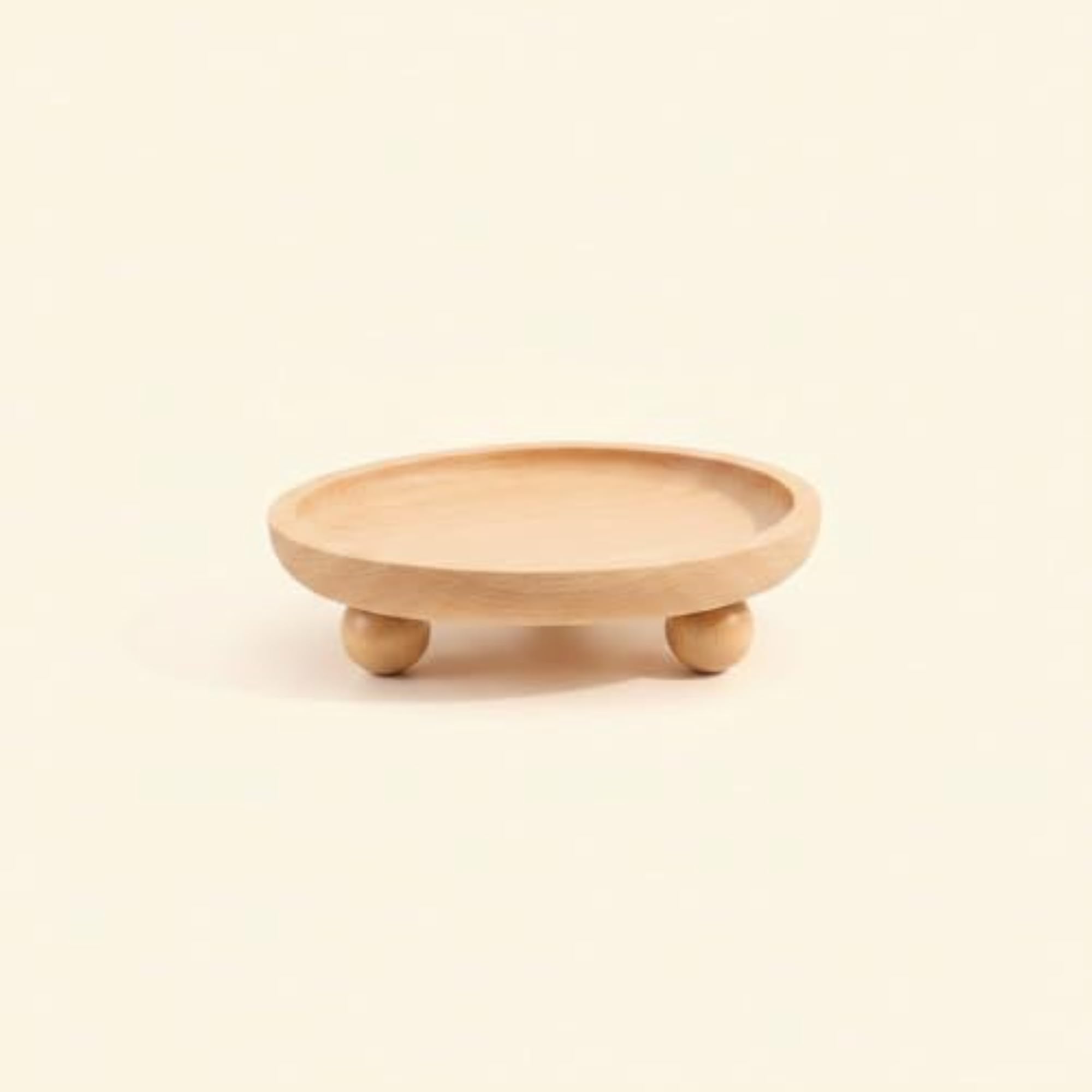 Natural Finish Oval Wood Tray, Minimalist Decorative for Desktop