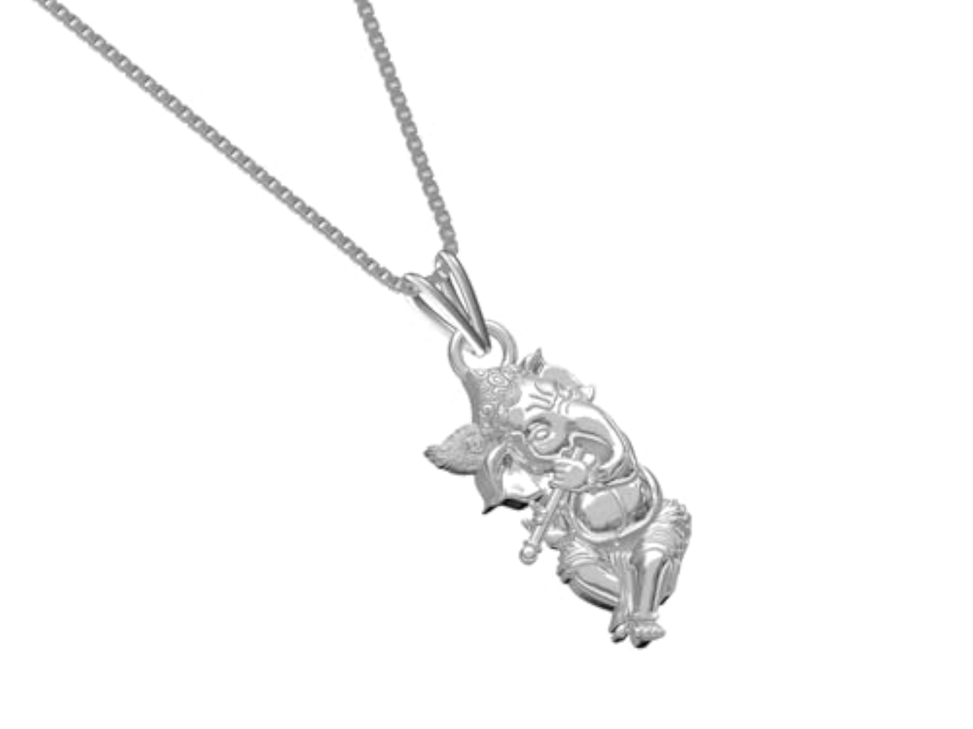 925 Sterling Silver God Ganesh Pendant with Chain, Unisex