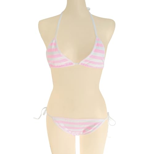 [しまぱん.com] 縞紐パン＆ブラセット コットン 太めしましま ストライプ ビキニ水着コスプレセット 縞ブラ 縞パン 縞ぱん しましま レディース ショーツ ブラジャー 綿 胸パッドなし - 画像5