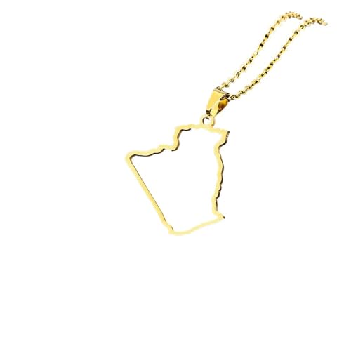 GONMFKM Collier Carte De Mode De L'Algérie Pour Femmes Hommes, Cartes Ethniques Minimalistes Charme De Drapeau Pendentif Creux 50 Chaîne De Clavicule, Bijoux Hip Hop...