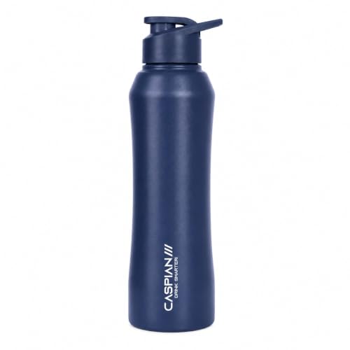Image of Caspian Trek Customised Stainless Steel Water Bottle 1L, E Blue with Logo Print - Personalised Water Bottle with Your Name Print for Kids Boys Girls School Office Gym- Perfect for Corporate Gifting