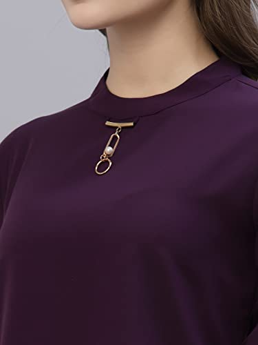 Image of Style Quotient Women Purple Crepe Top