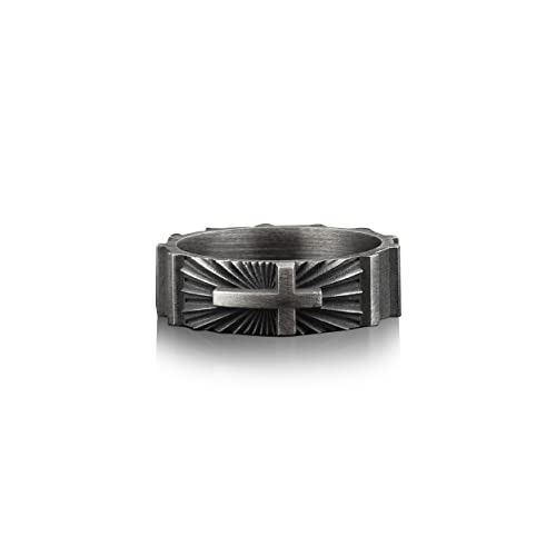 Bysilverstone Jewelry Cross Handmade Sterling Silver Men Band Ring, Christian Cross Men Wedding Ring, Cross Wedding Band, Ornament Men Ring, Silver Christian Ring #TOP1