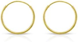 14K Gold Plated Surgical Steel Small Hinged Hoop Earring for Men