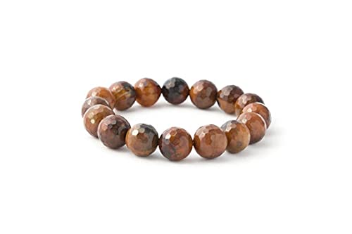 Bracelet agate brune 12mm LKBEADS le cadeau porte-bonheur et prospérité pour homme et femme