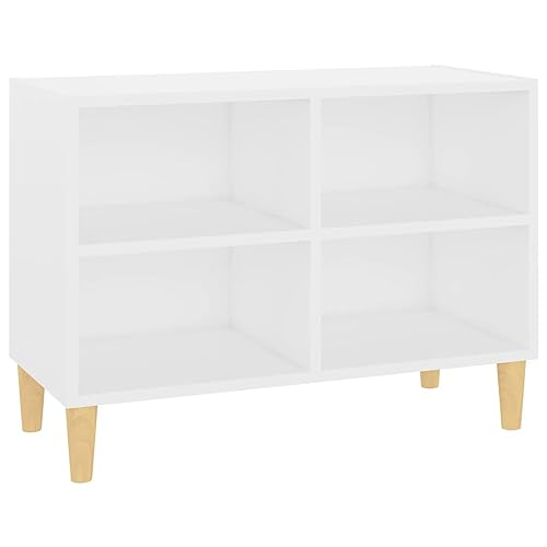 vidaXL TV Schrank mit Massivholz-Beinen Lowboard Fernsehschrank Fernsehtisch Sideboard HiFi-Schrank TV Möbel Tisch Board Weiß 69,5x30x50cm