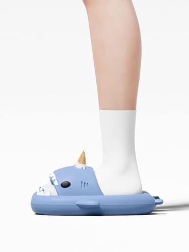 Ice Cream Shark Slides, Cute Cartoon 3D Cloud Shark House Slippers Shoes Sandals For Women Men4