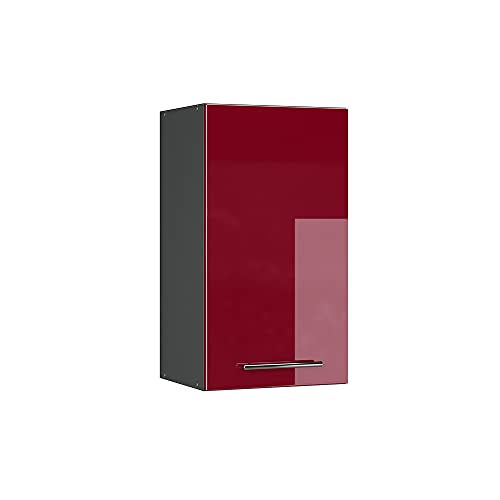Vicco Elément Haut de Cuisine Fame-Line, Rouge Bordeaux Haute Brillance, 40cm, à Combiner avec d'autres modules de la série Fame-Line
