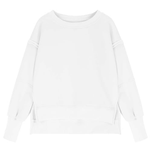 Girls Oversized Sweatshirt Plus Size Loose Cozy Asymmetric Hem Side Split Drop Shoulder Pullover Y2K Shirts3