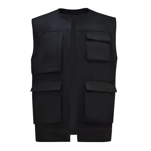 Mens Knight Cosplay Costume Black Vest Shirt Pants Adult Full Set Outfits for Halloween (Black-Vest 3X-Large)