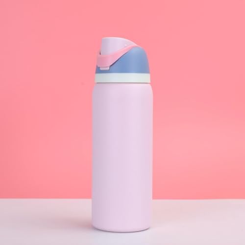 Image of LHOTSE FreeSip Gym Water Bottle with Straw & Spout | Leakproof Stainless Steel Sports Bottle for Workout, Fitness Training & Exercise Hydration (Light Pink, 960 ML)