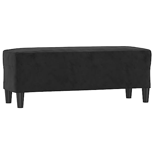 Banc Ottoman Rembourré VidaXL - Banc d'Entrée et Chambre à Coucher - Noir Velours 100x35x41 cm