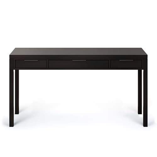 SIMPLIHOME Hollander SOLID WOOD 60 inch Wide Home Office Desk, Writing Table, Workstation, Study Table Furniture in Hickory Brown with 2 Drawers