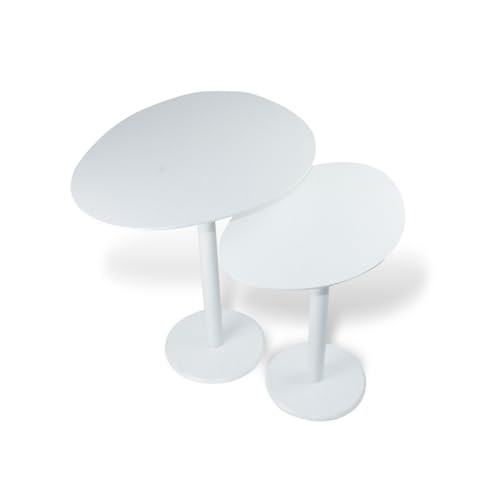 Kit 2 Mesas Laterais Monopé Laqueadas Design Orgânico (BRANCO)