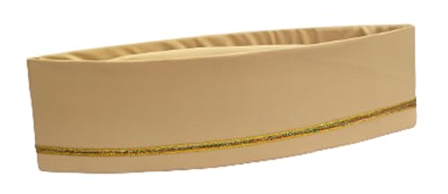 PRIYAKANT SAFAWALA Men's Silk Handstitch Ready to Wear Topi/Cap/Turban for Special Diwali Pooja, Wedding and Traditional Function Use It Pack of 2 (Golden and Off White Lace Topi, Free Size)