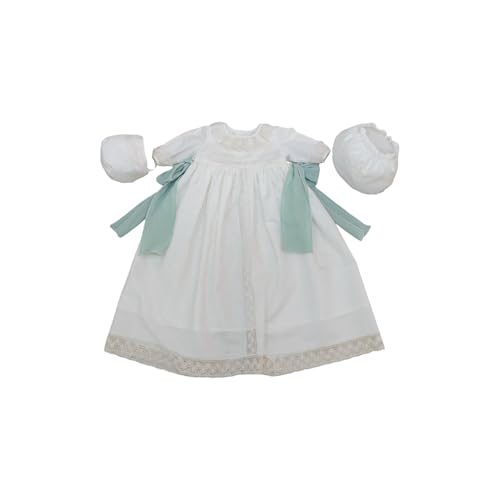 Traje de bautizo para bebé 2 piezas – Faldón y capota bautismal unisex – Conjunto de dos piezas de ceremonia bautismal para bebé (Traje 2 Piezas, 6 Meses)