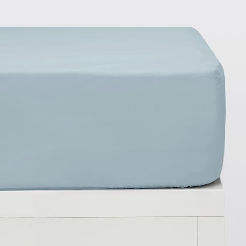 10XDIEZ Sábanas bajeras algodón percal 200 Hilos acqua (Acqua - Cama de 135cm)