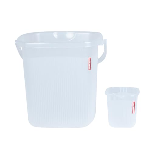 Image of MODWARE Plastic Bucket with Mug Set, 20L Transparent Bucket with 1 Litre Mug, Durable Lightweight Bathroom Set (White, 20L)