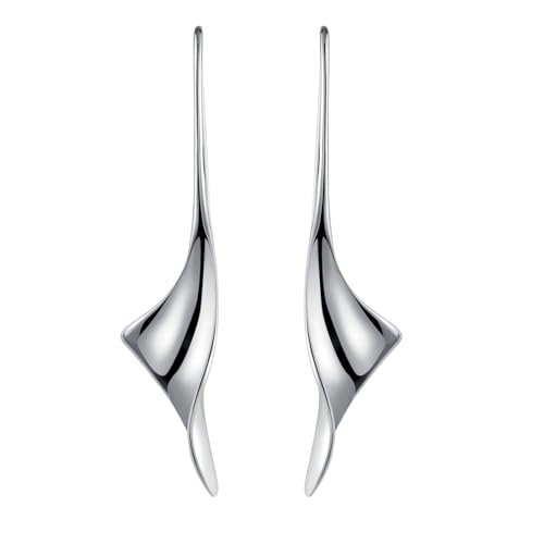 14K Gold Hoop Earrings for Women, Hypoallergenic Spiral Threader Gold Plated Dangle Earrings Fashion Jewelry，Gift for Women