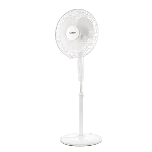 Taurus – Ventilador pie Greco 16CR Pure | 45W | Oscilación | Inclinación manual | 3 aspas de 40 cm | 3 velocidades | Altura ajustable | Base redonda | Asa transporte | Rejilla extraíble