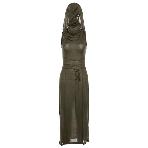 Robe unie ample à capuche pour femmes tendance d'été