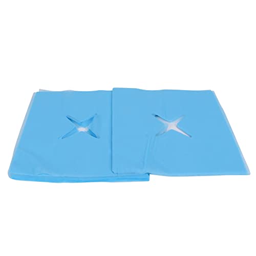 100pcs Disposable Face Cradle Covers, Hole Design Good Water Absorption SPA Towels Massage Face Covers/Headrest Covers for Beauty Salons(Blue)