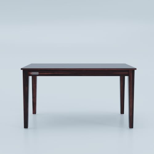 Image of DRIFTINGWOOD Amber Solid Sheesham Wood 6 Seater Dining Table Set with Rattan Back Chairs | Green Velvet Cushioned Seating for Home & Dining Room (Walnut Finish, DIY)