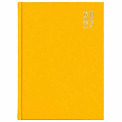 Agenda 2027 A4 día por página organizador personal amarillo de tapa dura con horas