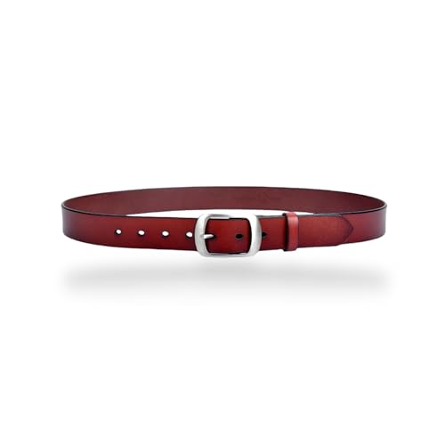 Women's Belt Genuine Leather Belts Width 1.3" Durable Waist Belt Silver Solid Pin Buckle Waistband For Pants, Jeans2