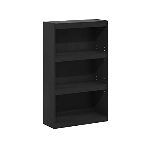 Furinno Jaya Enhanced Home Bookcase 3-Tier Adjustable Bookshelf, Blackwood