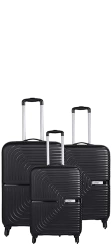 Image of PP Hard Shell 4 Wheels 360 Degree Safari Trolley Bag for Travel Small+Medium+Large (Black, Set of 3), 70 cm