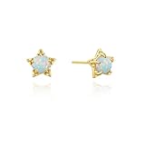 Weviway 14K Gold Plated Star Earrings Opal Earrings for Women October Birthstone Jewellery Small Stud Earrings Birthday Gifts