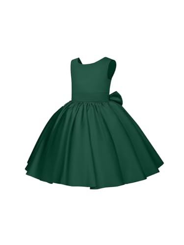 Teal Satin Flower Girl Dresses Short Bow First Communion Dresses for Girls Girls Party Gown Size 12