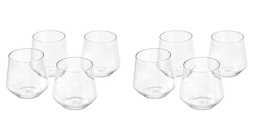 Image of Amazon Basics Tritan Glasses, Dishwasher Safe, BPA-Free Plastic, Stemless Wine, Shatterproof, Looks Like Glass, 14-oz, Clear, Set of 4 (Pack of 2)