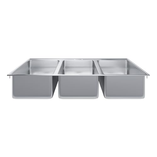 Image of Stainless Steel 3 Compartment Drop-In Sink.Bowl 16 in. x 20 in. x 10 in. No Faucet.