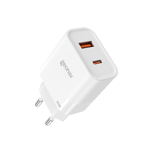 Geonav Super Power Duo Carregador Rápido GaN 30W 2 Portas USB Branco, CH30PDQCWT