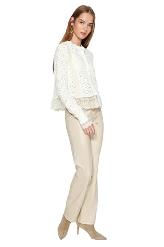 Trendyol Crew Neck Ecru Knitwear Cardigan - Jacket-Like Twoaw24Hi00337,Ecru L