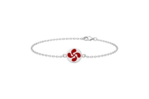 Bracelet en argent 925 croix basque Lauburu rouge cadeau idéal