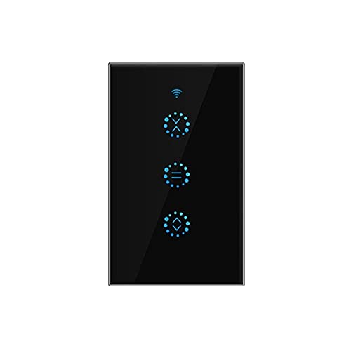 Interruptor Inteligente,Interruptor Persianas Wifi WiFi Smart Cortina Interruptor de Ciega Ajuste de porcentaje para obturador de rodillos Motor de corte eléctrico Persianas motorizadas 10A(2 Black)