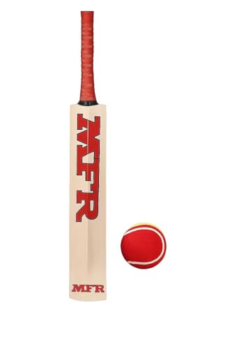 Image of NR Wooden Popular Willow Kids Cricket Bat Size 5 with 1 Tennis Ball for 11-15 Year Kids Combo Pack (Colour - May Vary) Pack of 1
