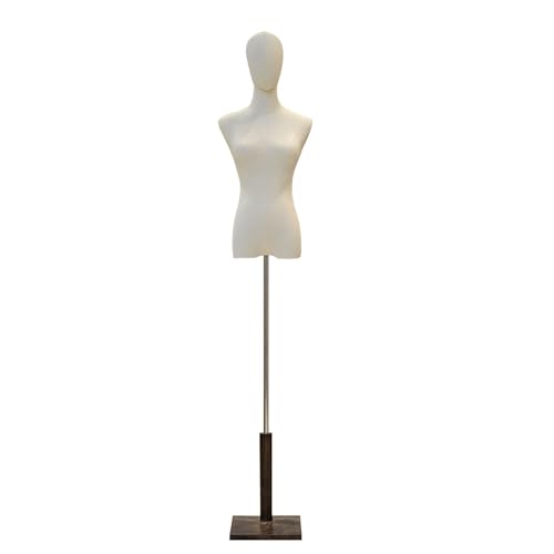 EPYBJYWQ Maniqui Torso Femenino Costura Mujer Maniquies, Altura Ajustable Torso Maniquí Sastre Maniquí con Soporte De Madera Ropa, Joyería, Costura De Ropa(Brown,A)