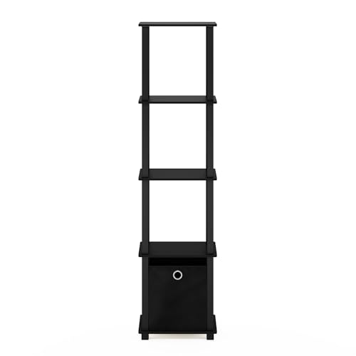 FURINNO Decorative Shelf With Bin, Black
