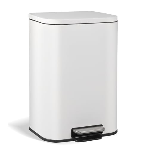 Caneca de basura rectangular 20L acero inox blanco
